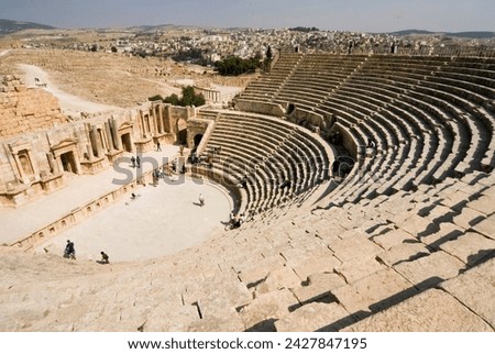 South theatre, jerash (gerasa) a roman decapolis city, jordan, middle east Royalty-Free Stock Photo #2427847195