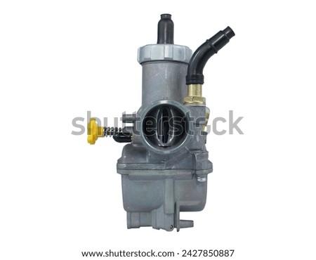 Carburetor For Motorcycle Front view isolated  on a white background.