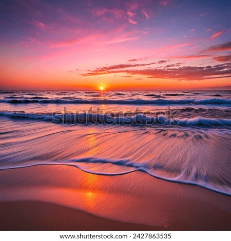 Sunrise Beach Picture Gentle Waves Wallpaper