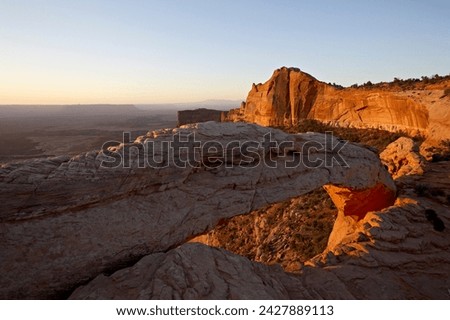 Mesa arch at sunrise, canyonlands national park, island in the sky district, utah, united states of america, north america Royalty-Free Stock Photo #2427889113