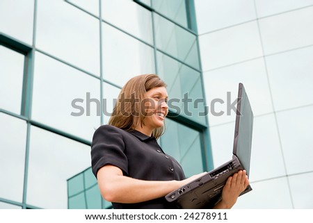 Business Woman Working on Laptop