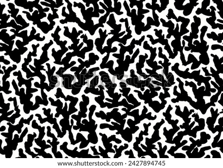 halfdrop pattern with interwined seaweed abstract floral design elements. Trendy graphical repeat in black and white colors. Seamless texture in hipster style for beach swimsuit, female active wear, p