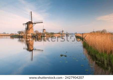 Windmills at kinderdijk, near rotterdam, holland, the netherlands
