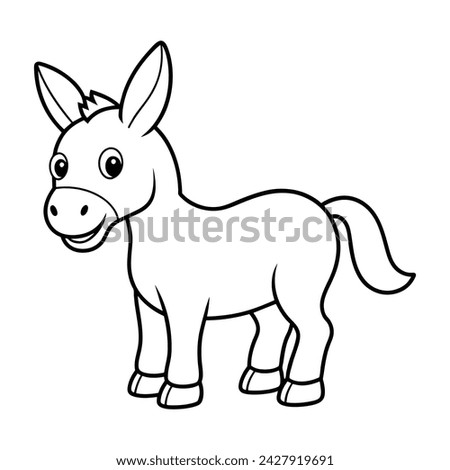 Vector cartoon donkey coloring page for kids. Royalty-Free Stock Photo #2427919691