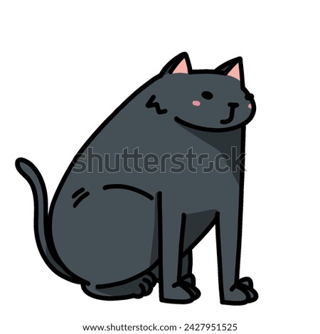 cute black big cat transparent background vector illustration	