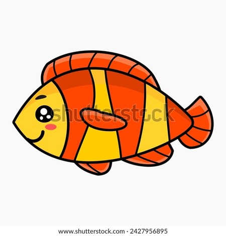 Cute fish cartoon vector isolated 