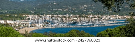 Panoramic picture taken from a hill of Marines de Cogolin and beach. 