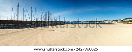 Panoramic photo of Sainte-Maxime beach. 