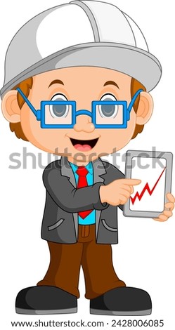 Vector design cartoon drawing of a child with a job profession