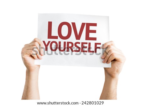 Love Yourself card isolated on white background
