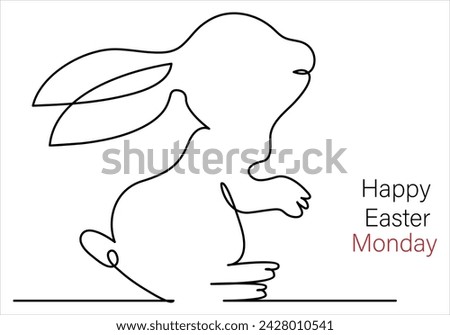 Continuous one line drawing of easter monday out line vector art illustration 