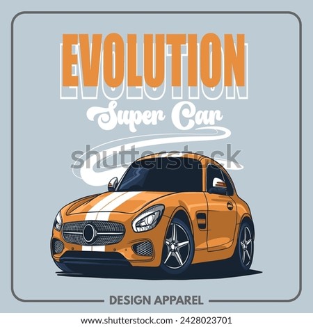 Evolution Super Cars Illustration T Shirt and Apparel Printing Design