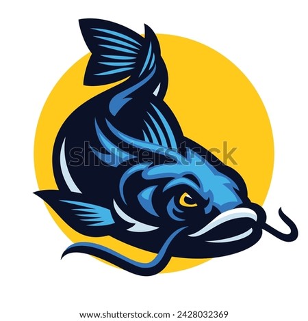 Catfish Mascot Swimming Design Cartoon