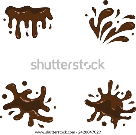 Chocolate Splash Illustration. With Drips and Splatters Design. Isolated On White Background. Vector Icon Set