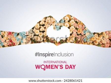 International women's day concept poster. Woman sign illustration background. 2024 women's day campaign theme- #InspireInclusion Royalty-Free Stock Photo #2428061421