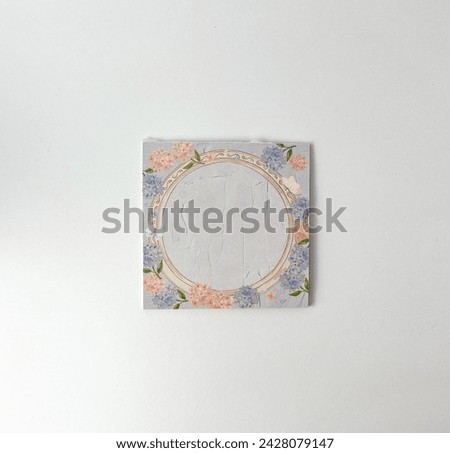 Purple square vintage retro floral textured design paper with blank no text copy space. Object photography isolated on white studio background.