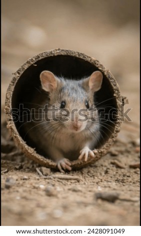 mouse going through a small hole Royalty-Free Stock Photo #2428091049