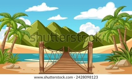 Vector illustration of a serene tropical landscape