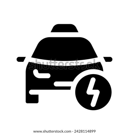 Taxi and lightning black glyph ui icon. Warning of potential danger. User interface design. Silhouette symbol on white space. Solid pictogram for web, mobile. Isolated vector illustration