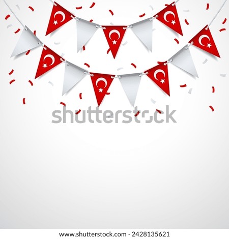 23 April, National sovereignty and children's day. Garland from the flag of Turkey on a white background. Vector Illustration.
 Royalty-Free Stock Photo #2428135621