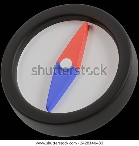 3d rendering Navigation Compass cartoon style isolated on black background. 3D illustration for website or game. Navigation and orientation vector.