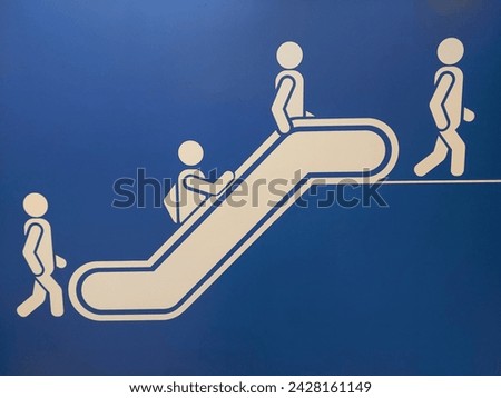 Signs - Elevator, Escalator- White On Blue, Isolated, Illustration, Clipart, Background