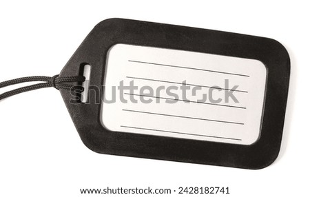 Luggage tag on a white background.