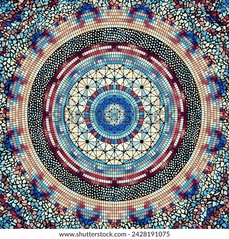 Vector seamless mosaic tile pattern. Ceramic tiles background. Mandala vector illustration. Royalty-Free Stock Photo #2428191075