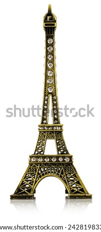 Miniature of the Eiffel Tower isolated on the white background