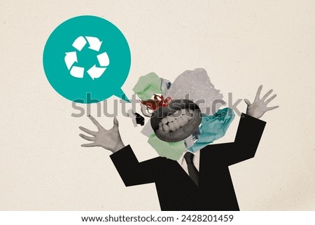 Abstract creative collage angry activist talking about planet contamination save planet pollution environmet destruction ecosystem Royalty-Free Stock Photo #2428201459