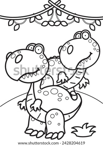Cute Animal Dinosaur Tryannosaurus Trex Cartoon Coloring for Kids and Adult