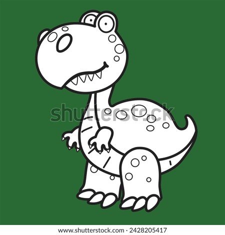 Funny Dinosaur Animal Tryannosaurus Cartoon Digital Stamp Outline