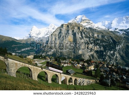 Mt eiger, mt jungfrau and mt monch, murren, bernese oberland, switzerland Royalty-Free Stock Photo #2428225963