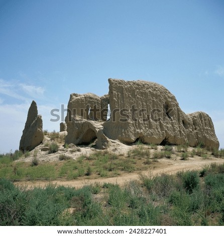 Igit-kala fortress dating from the 6th century ad, old merv, unesco world heritage site, turkmenia, turkmenistan, central asia, asia Royalty-Free Stock Photo #2428227401