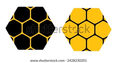 Bee honeycombs. Insects, honey, royal jelly, sample, pattern, sweet, natural, floral, dietary, dessert, nature, apiary, beehive, apitherapy, beekeeping, black, colorful, golden. Vector