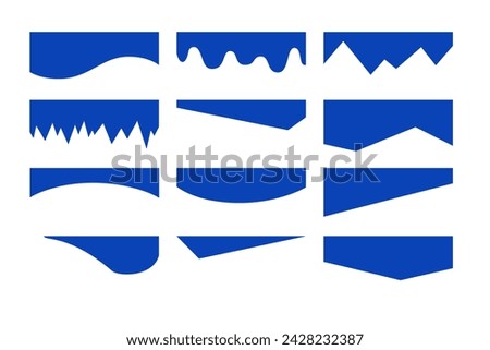 Set of separators shapes for website. Curve Lines, Drops, Wave and triangular dividers for Top or Bottom Page. Frame of header Royalty-Free Stock Photo #2428232387
