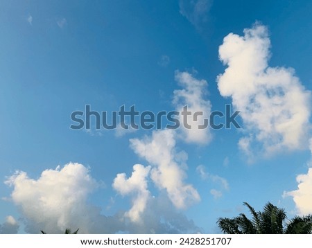 Soft white cumulus clouds Imagination is like a seahorse floating in the sky at Phatthalung, Thailand.