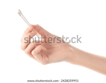 Hand holding cotton swabs isolated on white background. Disposable personal hygiene products. Healthy lifestyle. Hygiene. Health.	
 Royalty-Free Stock Photo #2428259951