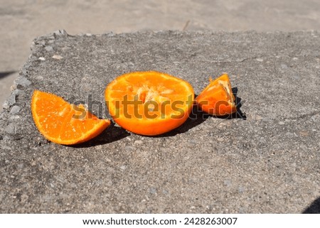 Orange Citrus Cu-ted in Peace Yellow Slices Close Up 