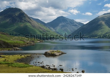 Great gable, and yewbarrow, lake wastwater, wasdale, lake district national park, cumbria, england, united kingdom, europe Royalty-Free Stock Photo #2428267149