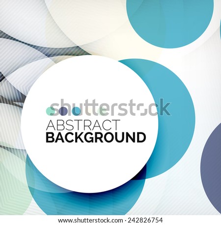 Colorful circles modern abstract composition with shadows and text. Geometric background