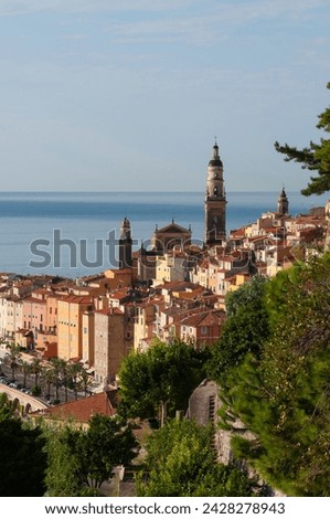 St. michel church and the old town of menton, provence-alpes-cote d'azur, french riviera, france, mediterranean, europe Royalty-Free Stock Photo #2428278943