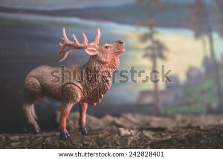 deer elk fake artificial toy moose bark of the tree forest wood timber woodland tale fairy story fairytale fable