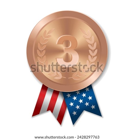Bronze award sport medal with USA ribbons and star