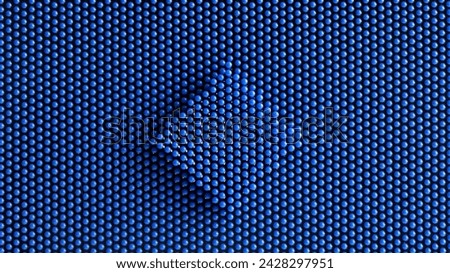 Physical mosaic pixel art - rhombus. Lots of blue pixel details. Geometric abstract background or backdrop. Optical illusion. Aspect ratio 16 to 9. Photo. Close-up