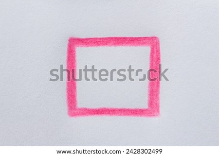 Hand drawn pink frame on white paper