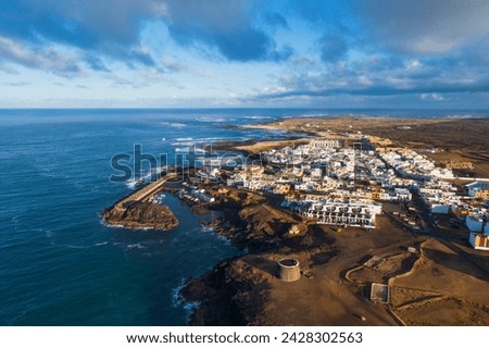 Aerial drone view, el cotillo, fuerteventura, canary islands, spain, atlantic, europe Royalty-Free Stock Photo #2428302563
