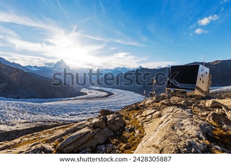 Monte rosa hut and the matterhorn, 4478m, zermatt, valais, swiss alps, switzerland, europe Royalty-Free Stock Photo #2428305887