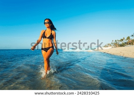 Girl on bounty beach, malapascua island, cebu, the visayas, philippines, southeast asia, asia