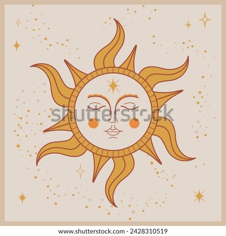 The ancient symbol of the sun with face vector illustration Royalty-Free Stock Photo #2428310519